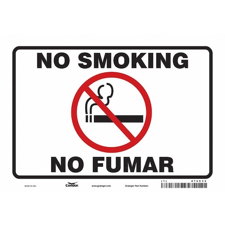 Safety Sign, 7" H, 10" W, Vinyl, Vertical Rectangle, English, Spanish, 474D39