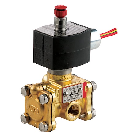 Solenoid Valve, 3-Way, 2-Position, Normally Closed, 3/8 in Pipe Size, 24V DC, Diaphragm Poppet, NBR