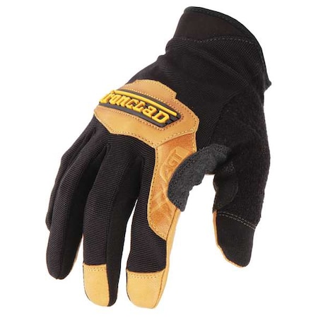 Ranchworx(R) Mechanics Gloves, Goatskin Leather Palm, Nylon, Spandex Back, 2XL, Black/Tan