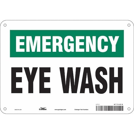 Emergency, Eye Wash, 10 in W x 7 in H, Vertical Rectangle, Aluminum, 471A89