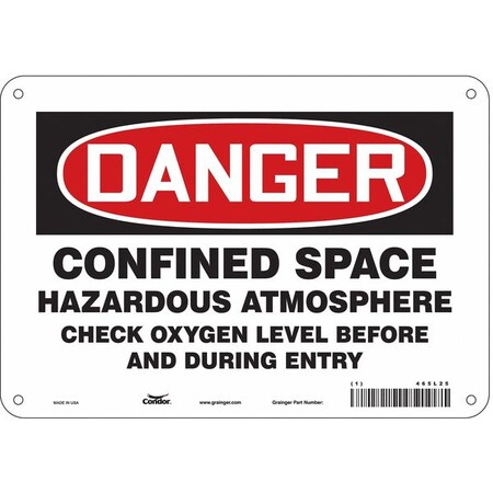 Safety Sign, 7 in Height, 10 in Width, Polyethylene, Vertical Rectangle, English, 465L25