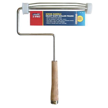 Paint Roller Frame, 5 Wire Cage, Wood Handle, 9" Rollers