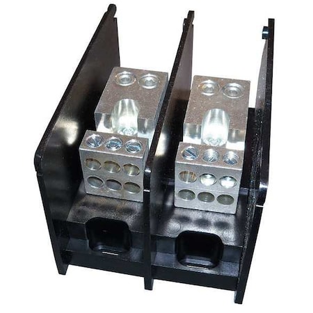 Power Distribution Block, Open, 2 Pole, 350 A Copper, 1,000 V AC/DC, Screw