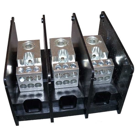 Power Distribution Block, Open, 3 Pole, 310 A Copper, 1,000 V AC/DC, Screw
