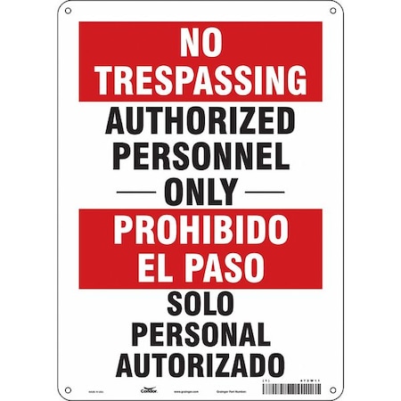Safety Sign, 14 in Height, 10 in Width, Polyethylene, Vertical Rectangle, English, Spanish, 472W11