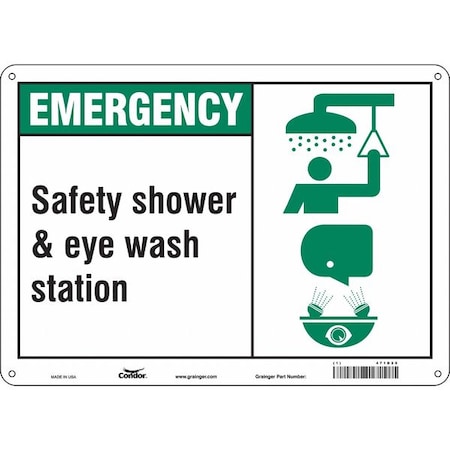 Emergency, Safety Shower & Eye Wash Station, 14 in x 10 in, Horizontal Rectangle, Aluminum, 471D20