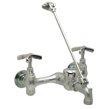 Straight Service Sink Faucet, 8" Mount, Chrome 2 Hole