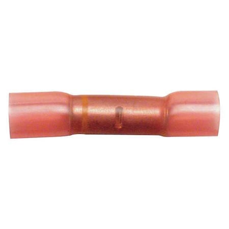 Butt Splice Wire Connector, 8 AWG Max, Pink, Polyolefin Insulation, 600 V, 10 PK