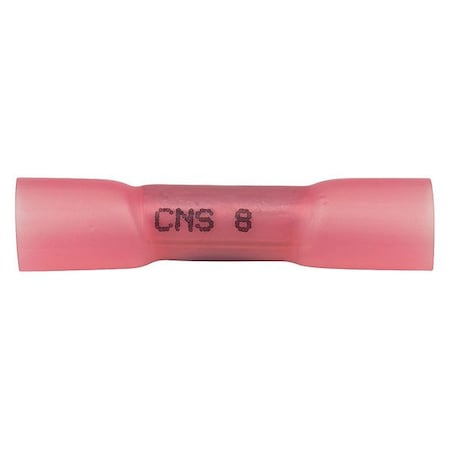 Butt Splice Wire Connector, 8 AWG Max, Pink, Nylon, Polyolefin Insulation, 600 V, 10 PK