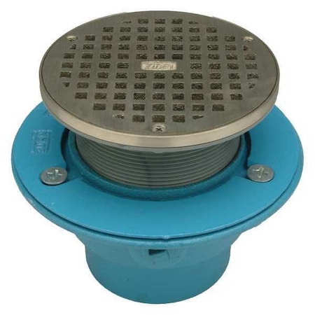 Round Floor Drain, Nickel Bronze, 2", No Hub