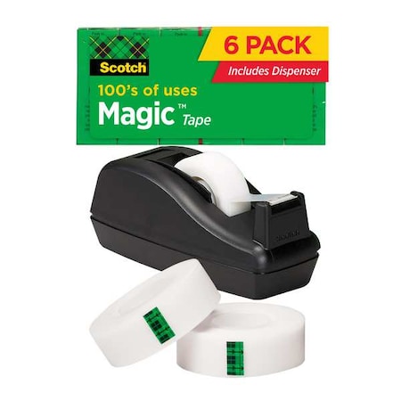 Office Tape, Transparent, 3/4x1000In, PK6