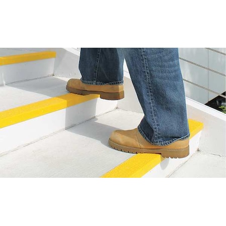 Stair Nosing Fiberglass Reinforced Plastic Coarse Grit Size, Yellow, 48 in W x 1 1/4 in Thick
