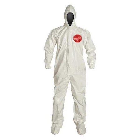 0 Standard Fit Hood. Elastic Wrists. Attached Socks. Storm Flap with Adhesive Closure. White. 4X