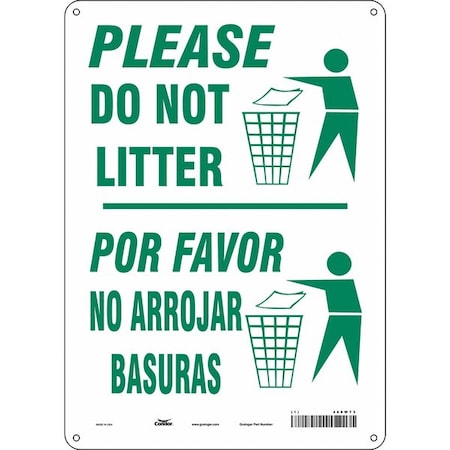 PLEASE DO NOT LITTER/POR FAVOR NO ARROJAR BASURAS, 10 in W x 14 in H, Vertical Rectangle, 468W73