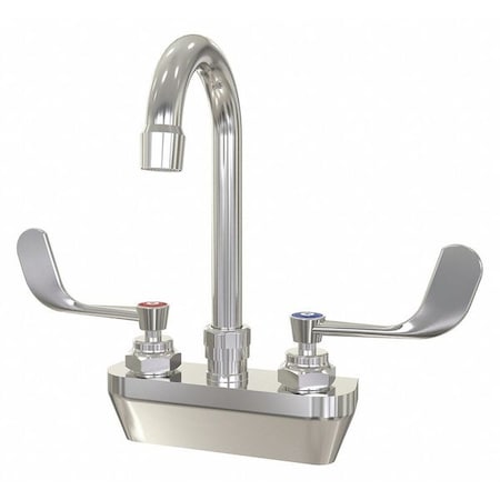 Manual Gooseneck Service Sink Faucet, 4" Mount, Chrome 2 Hole