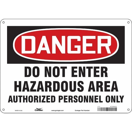 Safety Sign, 10 in Height, 14 in Width, Polyethylene, Horizontal Rectangle, English, 472N23