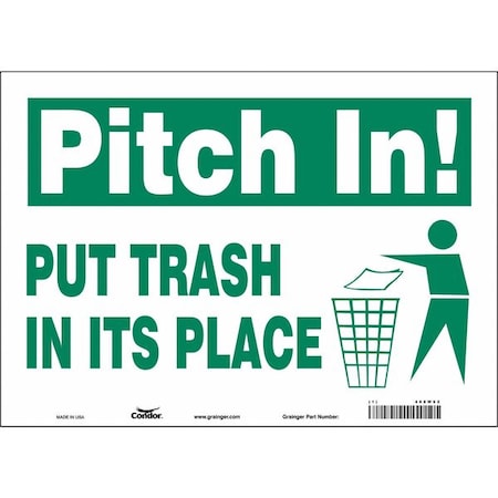 PUT TRASH IN ITS PLACE, 14 in W x 10 in H, Horizontal Rectangle, Vinyl, 468W62