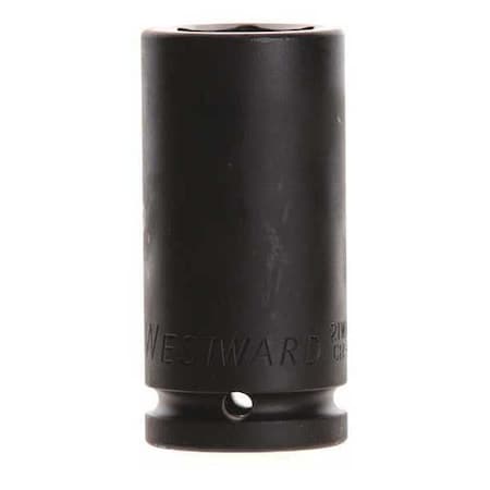 WESTWARD 3/4 in Drive Impact Socket, Deep Socket, Black Oxide, Steel,1 1/8 in