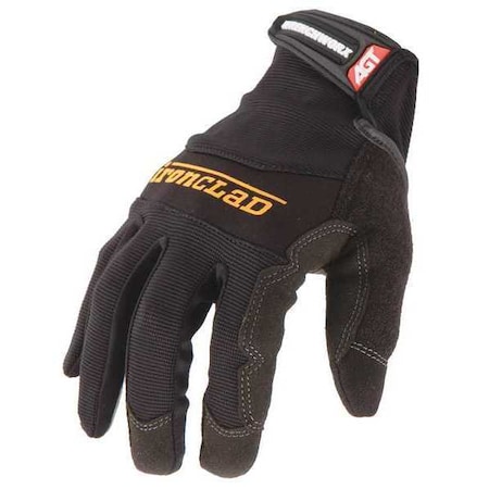 Wrenchworx(R) Mechanics Gloves, Synthetic Leather Palm, Nylon Back, M, Black