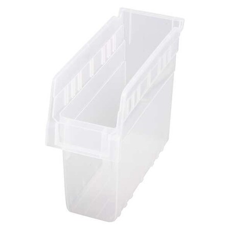 Shelf Storage Bin, Polypropylene, Clear, 8 in H, 4 3/8 in W, 11 5/8 in L