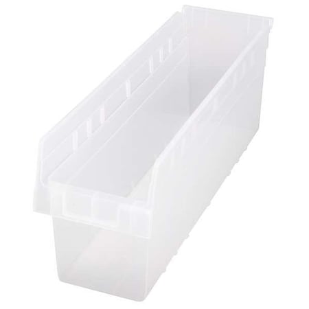 Shelf Storage Bin, Polypropylene, Clear, 8 in H, 6 5/8 in W, 23 5/8 in L