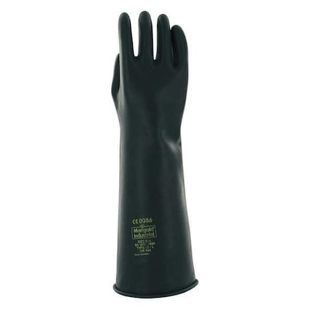Chemical Resistant Gloves, Natural Rubber Latex, 17 in L, 47 mil, Black, 10 1/2, 1 PR