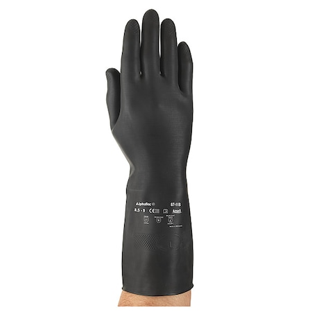 AlphaTec(R) 87-118 Chemical Resistant Gloves, Natural Rubber Latex, 12 in L, 31.5 mil, Black, 6