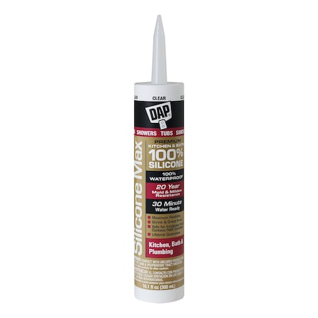 Silicone Sealant, 10 oz, Cartridge, Clear, Silicone Base, Kitchen, Bath & Plumbing