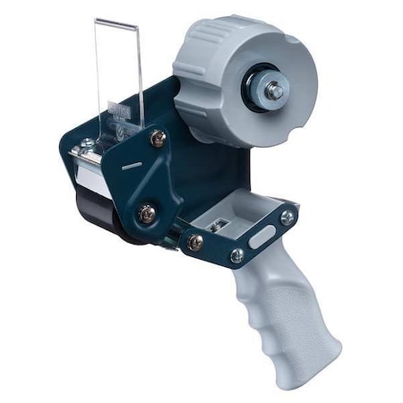 Tape Dispenser, 2 in Max. Tape Width. 5 1/2 in Tape Core Dia, Pistol, Plastic, Blue