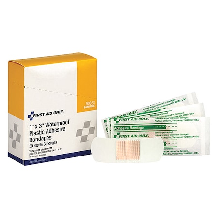 Adhesive Bandage, Clear, Plastic, Box,PK50