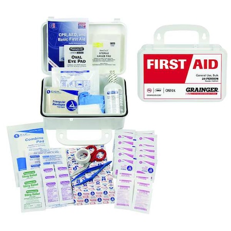 First Aid Kit, Type III, 106 Components, 25 People Served, Portable or Wall Mount, Plastic Housing