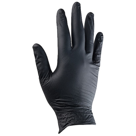 Disposable Gloves, 6.00 to 6.99 mil Palm, Nitrile, Powder-Free, S (7), 50 PK, Black