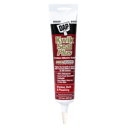 Acrylic Latex Sealant, 6 oz, Tube, Biscuit, Acrylic Latex Base, Kwik Seal Plus