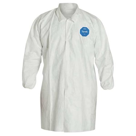 Tyvek 400 Disposable Lab Coat, Tyvek(R) 400, Snaps Closure, White, M, 30 PK