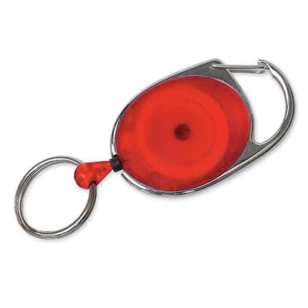 Key Retractor, Red, Reel with Nylon Cord, Oval Retractor, 5 PK