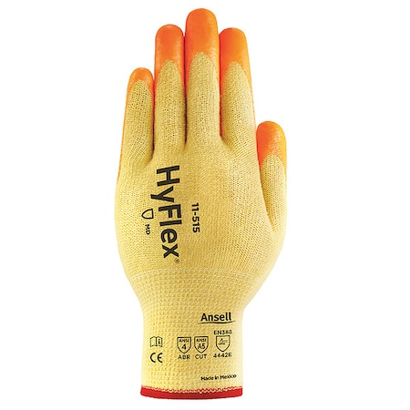 Hi-Vis Cut-Resistant Coated Gloves, Cut Level A5 ,Dipped ,Nitrile ,Sandy ,S 1 PR
