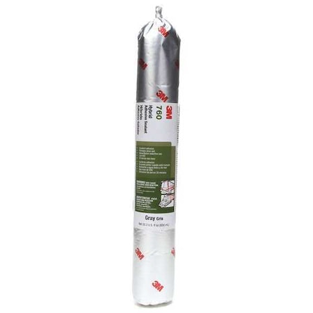 Polymer Adhesive Sealant, 20 oz, Sausage Pack, Gray, Polymer Base, 760 UV