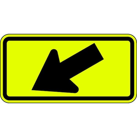 Left Downward Arrow Traffic Sign, 24 in Height, 12 in Width, Aluminum, Vertical Rectangle, No Text