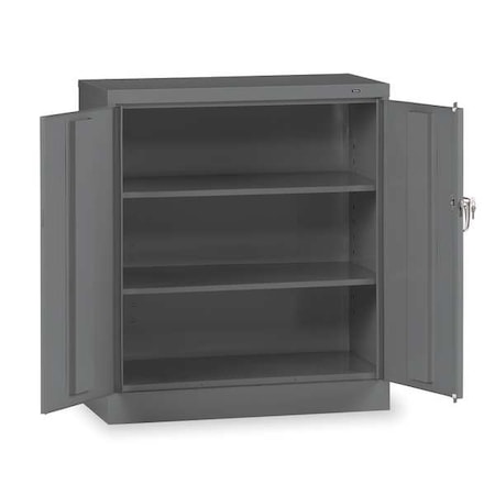 Shelving Storage Cabinet, 42 in H, 36 in W, 18 in D, Swing, Keyed, Medium Gray, 2 Shelves, 0 Drawers