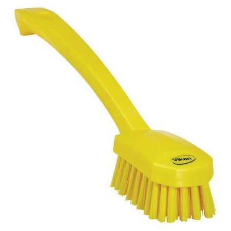 1 37/64 in W Scrub Brush, Medium, 7 45/64 in L Handle, 3 in L Brush, Yellow, Plastic