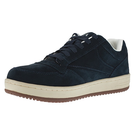 Men's Athletic Shoe, Steel Toe, Suede Upper, Rubber Outsole, Lace Up, Navy Blue, 10 1/2 M