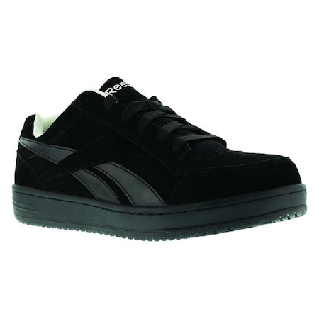 Men's Athletic Shoe, Steel Toe, Suede Upper, Rubber Outsole, Lace Up, Black, 6 1/2 W