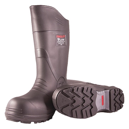 Flite Composite-Toe Rubber Boots, Aerex 1.5.5, Hardened Rubber, 15 in H, Black, Men's, Size 9,PR