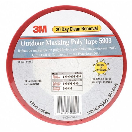 Painter's Tape, 1 7/8 in W x 59 yd L, 7.5 mil Thick, Red, Rubber Adhesive