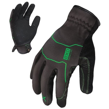 EXO Mechanics Gloves, Synthetic Leather Palm, Polyester Back, XL, Black/Gray