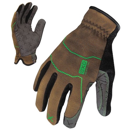 EXO Mechanics Gloves, Synthetic Leather Palm, Polyester Back, S, Green/Tan