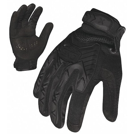 Tactical Glove, Synthetic Leather and Foam Padding Palm, Closed Cuff, Full Finger, Black, Size XL