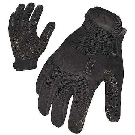 Tactical Glove, Synthetic Leather Palm, 8-1/2" Length, Hook-and-Loop Cuff, Full Finger, Black