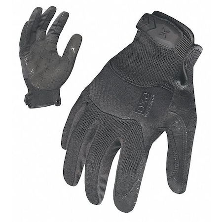 Tactical Glove, Synthetic Leather Palm, 8-1/2" Length, Hook-and-Loop Cuff, Full Finger, Black