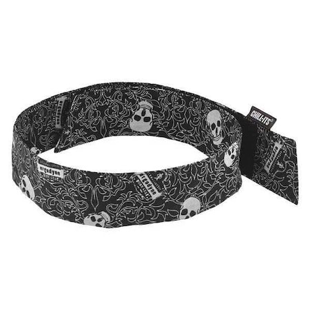 Dew Rag, Black/White, Skulls, Hook-and-Loop